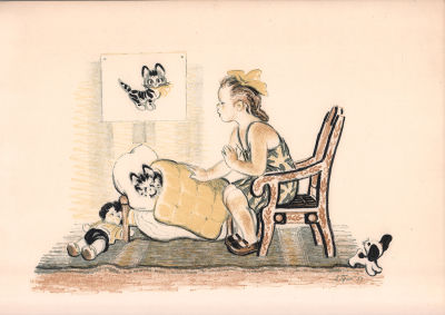 Брей А.А. Усатый полосатый. 1959 г. Автолитография. Лист 34х44 см. Брей Андрей Андреевич 