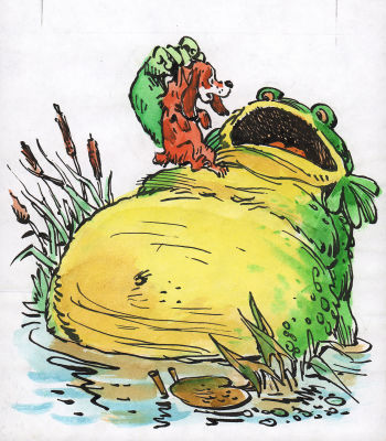 Мигунов Е.Т. На болоте. Иллюстрация к циклу К. Булычева "Сыщик Алиса". 1991 г. Бумага, тушь 