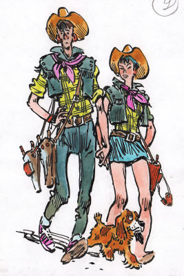 Мигунов Е.Т. Втроем. Иллюстрация к циклу К. Булычева "Сыщик Алиса". 1991 г. Бумага, тушь 