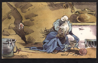 Мигунов Е.Т. Бастинда натянула над полом маленькую веревочку. Вариант иллюстрации к кадру из 