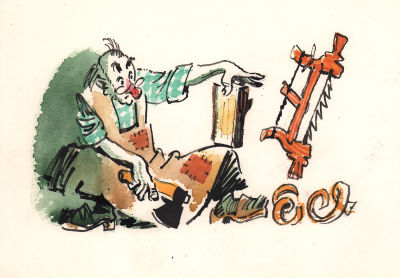 Скобелев М.А. Джузеппе надел очки. Иллюстрация к книге М. А. Толстого "Золотой ключик или 