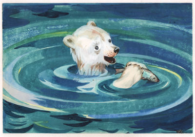 Лосин В., Вуколов О. Он поймал серебристую рыбку...Оригинал иллюстрации к кадру для диафильма 