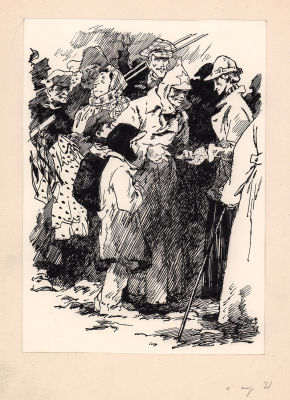 Панов В.П. На рынке. Оригинал иллюстрации к книге Е. Дикова "Дети вихря". Советская Россия 