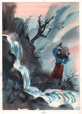 Коковкин А.В. Оригинал иллюстрации к книге О. Туманяна "На рассвете" Л. : Дет. лит. : Ленингр. 