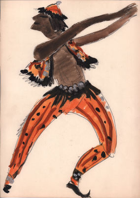 Севастьянов И.В. Половецкий танец. Эскиз мужского театрального костюма к опере "Князь Игорь" 