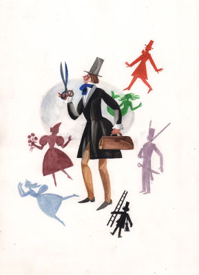 Лемкуль Ф.В. Портной. Оригинал иллюстрации к сказочной повести Н. Голь "Ботинок, бинокль и др." 