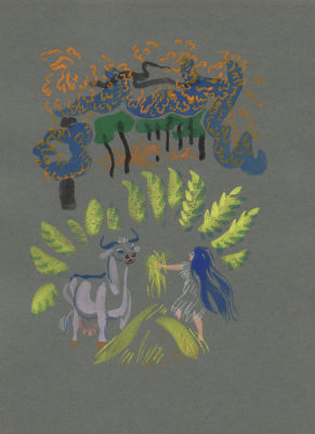 Митурич М.П. Корова была дикая. Вариант иллюстрации к книге Р. Киплинга "Кошка, которая гуляла 