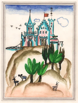 Лемкуль Ф.В. Замок. Оригинал иллюстрации для сборника сказок "Сказки Королевича". 1980-е гг. 