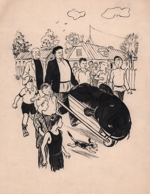 Семенов И.М. Сом. Оригинал иллюстрации к рассказу для книги из серии "Библиотеки Крокодила" 