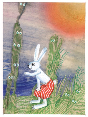 Остров С.А. Заяц. Оригинал иллюстрации к сборнику С. Козлова для сказки "Мы слышим". 1990-е гг. 