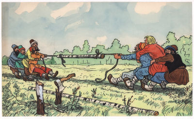 Семенов И.М. Надо нам эту короткую оглоблю растянуть... Оригинал иллюстрации к кадру для 