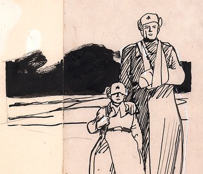 Горяев В.Н. Иллюстрация к третьему тому В. Катаева, повести - "Сын полка" , 1965 г. Полукартон 