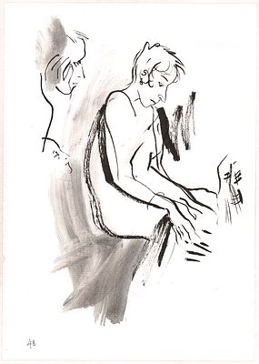 Траугот Г.А.В. Выступление. Начало 2000-х гг. Бумага, тушь, акварель. Лист 29х20,8 см. Г.А.В. 