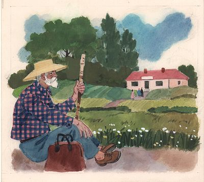 Еремина Т.А. Притомился. Оригинал иллюстрации к книге В. Путилиной "Теплый хлеб". Москва : 