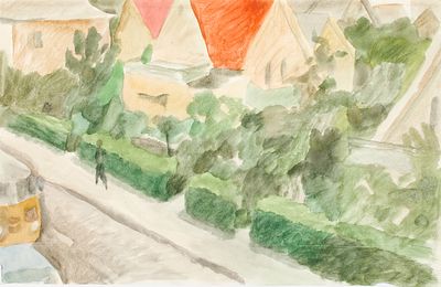 Монин Е.Г. Прохожий. 1960-70-е гг. Бумага, акварель. Лист 31х49 см. Загиб нижнего края листа. 