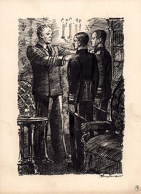 Алякринский П.А. Задание. Оригинал иллюстрации к книге Н. Шпанова "Тайна профессора Бураго" 