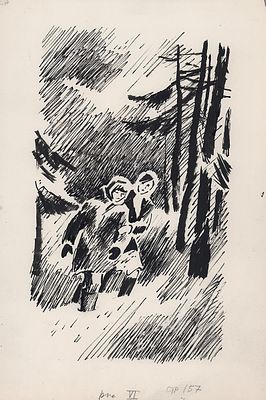 Харкевич И.И. В зимнем лесу. Оригинал иллюстрации к книге В. Ситникова "Русская печь". М. 