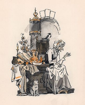 Панов В.П. Иллюстрация к сказке "Дюймовочка" для книги Х.К. Андерсена "Сказки", М.: Детская 