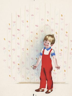 Афанасьева М.Л. Хорошо он нам помог! Оригинал иллюстрации к книге З. Александровой "Невидимка". 