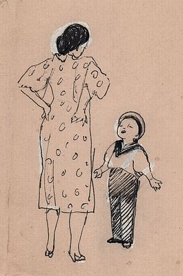 Горяев В.Н. Разговор. Вариант иллюстрации к детской книге, 1960-е гг. Тушь, перо. Лист 21х16 