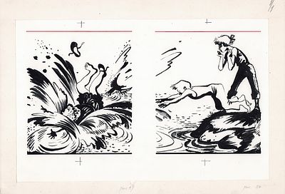 Юдин Г.Н. Спасение. Оригинал иллюстрации (разворот) для книги И. Пивоваровой "Однажды Катя с 