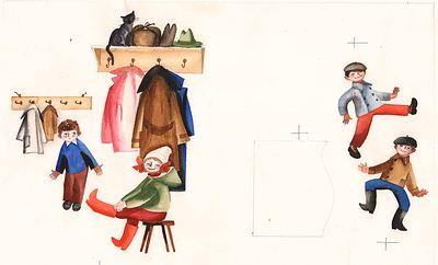 Лемкуль Ф.В. Научу обуваться я братца. Оригинал иллюстрации к книге Е. Благининой 