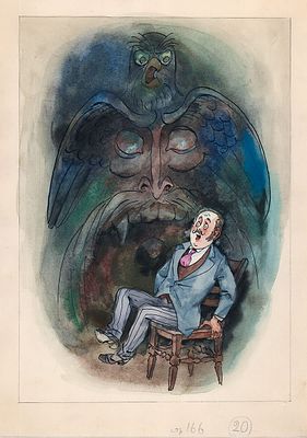 Елисеев А.М. На стуле. Оригинал иллюстрации к сборнику рассказов А. Конан-Дойля о Шерлоке 