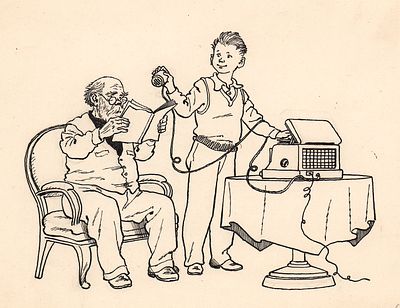 Вальк Г.О. Запись первой аудиокниги. Иллюстрация к книге Г. Мамлина "Никита Снегирев". Москва : 