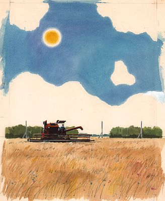 Еремина Т.А. В поле. Вторая сторона обложки к книге В. Путилиной "Теплый хлеб". Москва : 