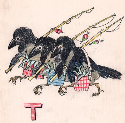 Андриевич В.В. С рыбалки. Оригинал иллюстрации к детскому журналу Мурзилка. 1960-е гг. Бумага 