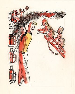 Скобелев М.А. Он окошко открывает.... Вариант иллюстрации к книге С. Михалкова "От трех до 