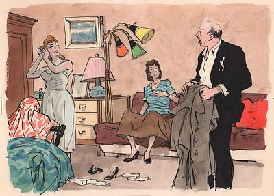 Семенов И.М. Инга молча подошла к шкафу и начала раздеваться. Оригинал иллюстрации к рассказу 