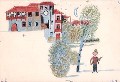 Монин Е.Г. Дозор. Книжная иллюстрация к книге Ю. Кушака "Плывет кораблик в гости". Стихи 