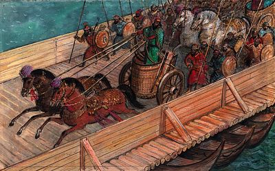 Зотов О.К. Так начались походы Ксеркса на Элладу. Иллюстрация к кадру из диафильма по легенде 