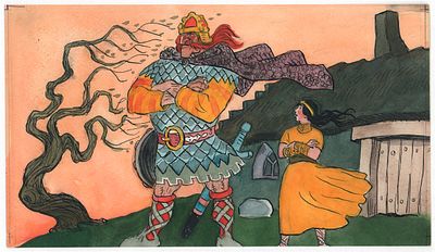 Ведерников Е.А. Я то и подавно смогу. Оригинал иллюстрации к кадру из диафильма по ирландской 