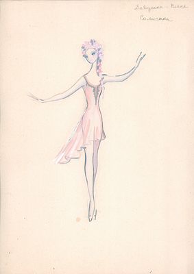 Бруни Т.Г. Девушка-Весна. Солистка. Эскиз театрального костюма к балету А. Глазунова "Времена 