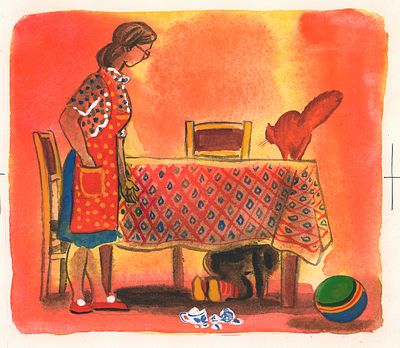 Дувидов В.А. Разбитая чашка. Оригинал иллюстрации к книге Анны Гарф "Солнечные зайчики". Москва 