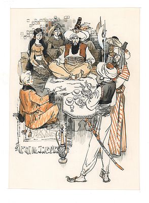 Панов В.П. Иллюстрация к сказке "Сундук-самолет" для книги Х.К. Андерсена "Сказки", М.: Детская 