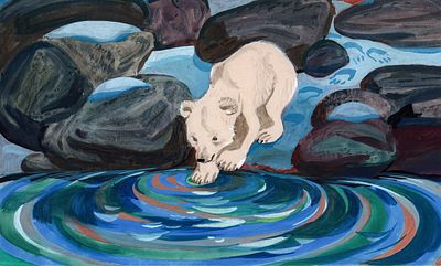 Лосин В., Вуколов О. Он подошел к морю, опустил лапу в воду...Иллюстрация к диафильму Ю. 