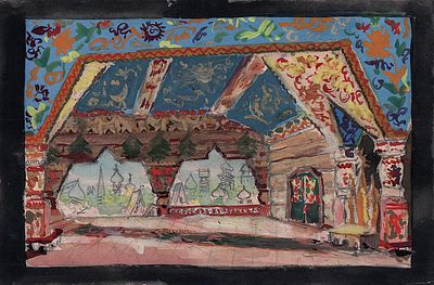 Севастьянов И.В. Внутренние покои. Эскиз театральной декорации к постановке "Золотой петушок" 