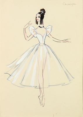 Бруни Т.Г. "Солистка". Эскиз театрального костюма. 1960-е гг. Бумага, смешанная техника. 