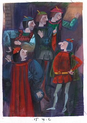 Дмитриева Г.С. Рассказ. Оригинал иллюстрации к книге "Обезьяний дворец", Итальянские сказки. 