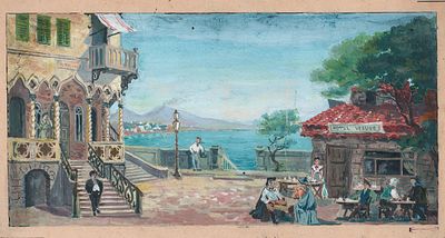 Севастьянов И.В. У отеля "Везувий". Эскиз театральной декорации к постановке комической оперы 