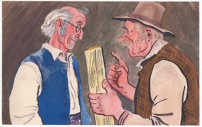 Мешков Е.А. Вот режь из него куклу. Иллюстрация к кадру из диафильма "Приключения Буратино" - 