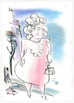 Траугот Г.А.В. Прогулка. Бумага, тушь, пастель. Конец 1990-х гг. Лист 29х21 см. Г.А.В. Траугот 