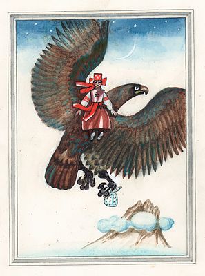 Лемкуль Ф.В. Полет на орле. Оригинал иллюстрации для сборника сказок "Сказки Королевича". 