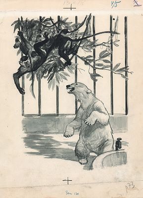 Лемкуль Ф.В. Они гримасничали и запускали в Снежка орехами. Оригинал иллюстрации к книге С. 