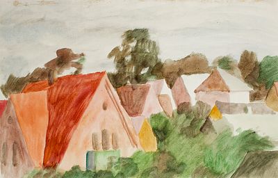 Монин Е.Г. Вид из окна. Паланга. 1978 г. Бумага, акварель, 31,5х49 см. От наследников художника. 