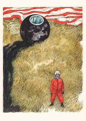 Юдин В.В. Возвращение. Оригинал иллюстрации к книге Л. Обуховой "Как мальчик стал космонавтом". 