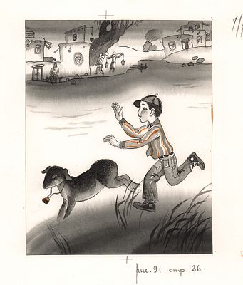 Халилов Ф. За барашком. Оригинал иллюстрации к сборнику стихов "Звонкое детство", Москва, - 